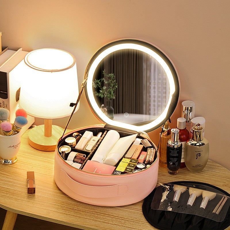 Glamour Glow-Tasche™ Luxe Leder LED Kosmetiktasche mit LED