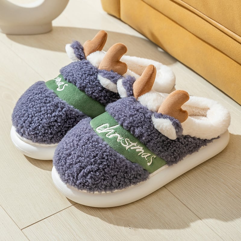 ReindeerCozy™ - Weihnachts-Hausschuhe mit Rentier-Design, weiche und warme Winterpantoffeln.