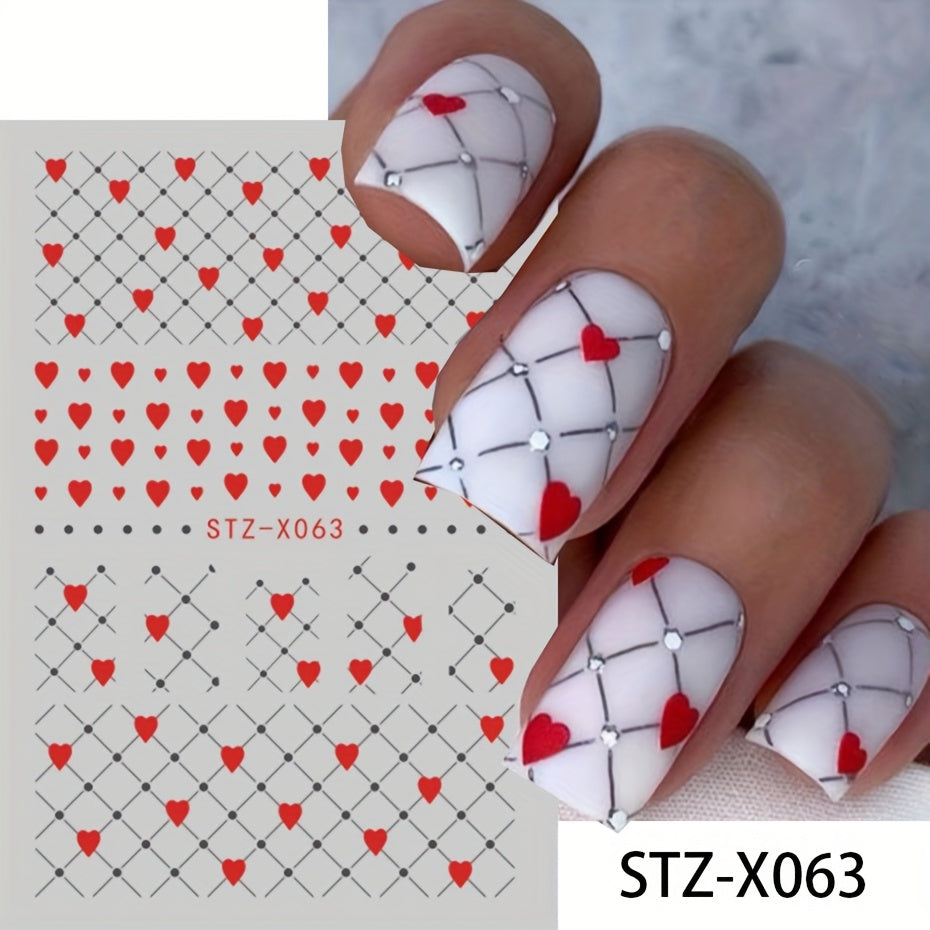Britt | 3D Rote Herz Nagelkunst-Sticker