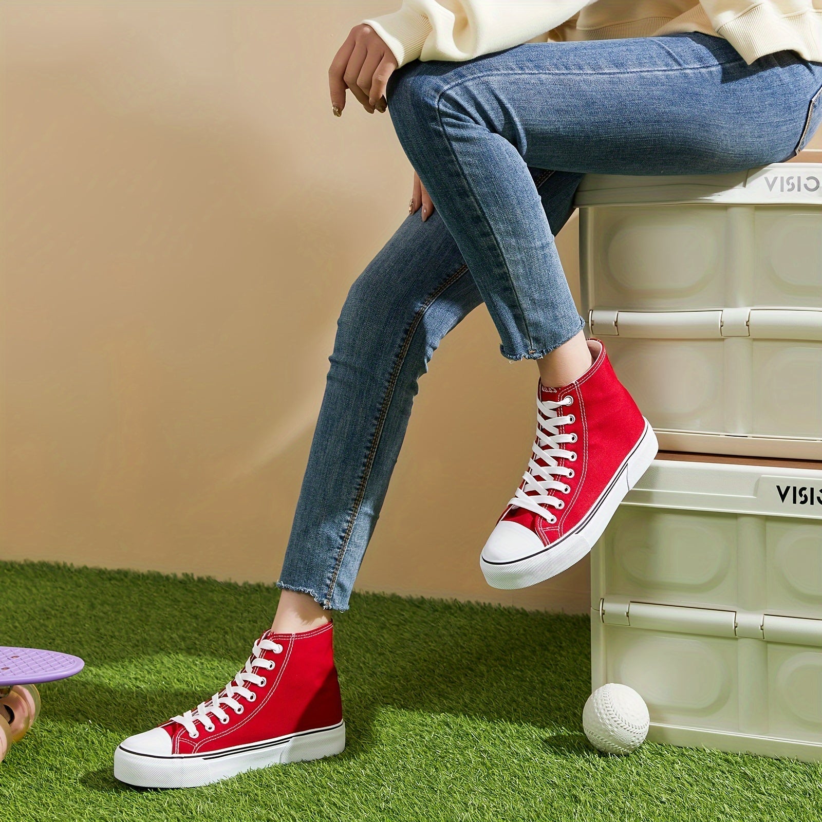 Lotte | Lässige Canvas-Turnschuhe in Uni-Farbe mit Gummisohle