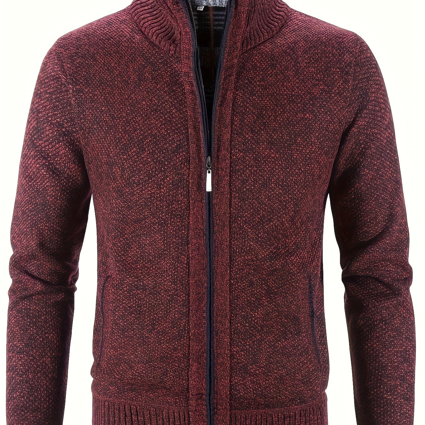 Daan | Warme Herren-Strickjacke mit Stehkragen und Reißverschlusstaschen