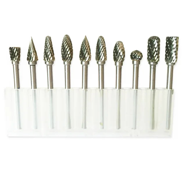 TungstenPro™ - 10-teiliger Wolframstahl-Schleifkopf-Set für präzise Arbeiten.