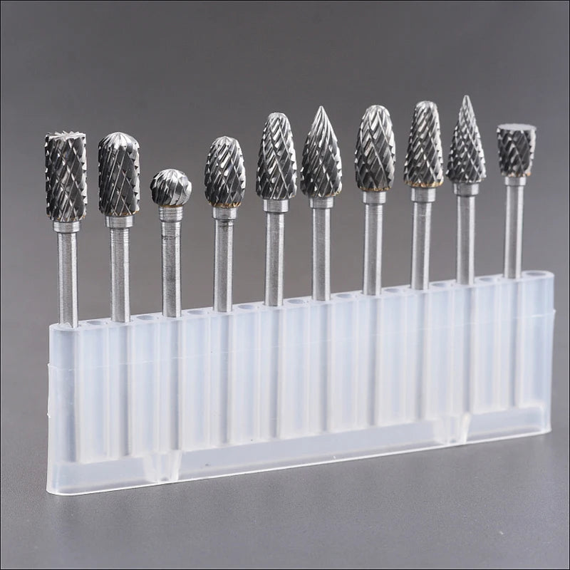 TungstenPro™ - 10-teiliger Wolframstahl-Schleifkopf-Set für präzise Arbeiten.