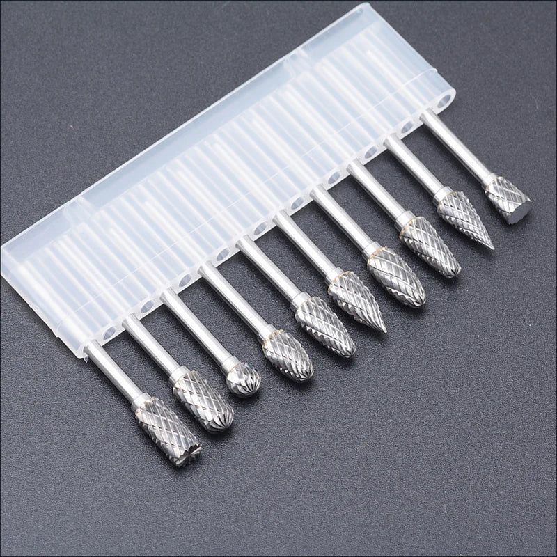 TungstenPro™ - 10-teiliger Wolframstahl-Schleifkopf-Set für präzise Arbeiten.