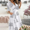 Lotte | Weiß gefüttert Revers Gürtel Bluse Kleid