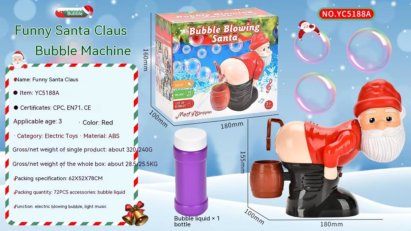 Blasen-Weihnachtsmann™ Erhöhen Sie Ihr Weihnachtsfest mit Joyful Bubbles