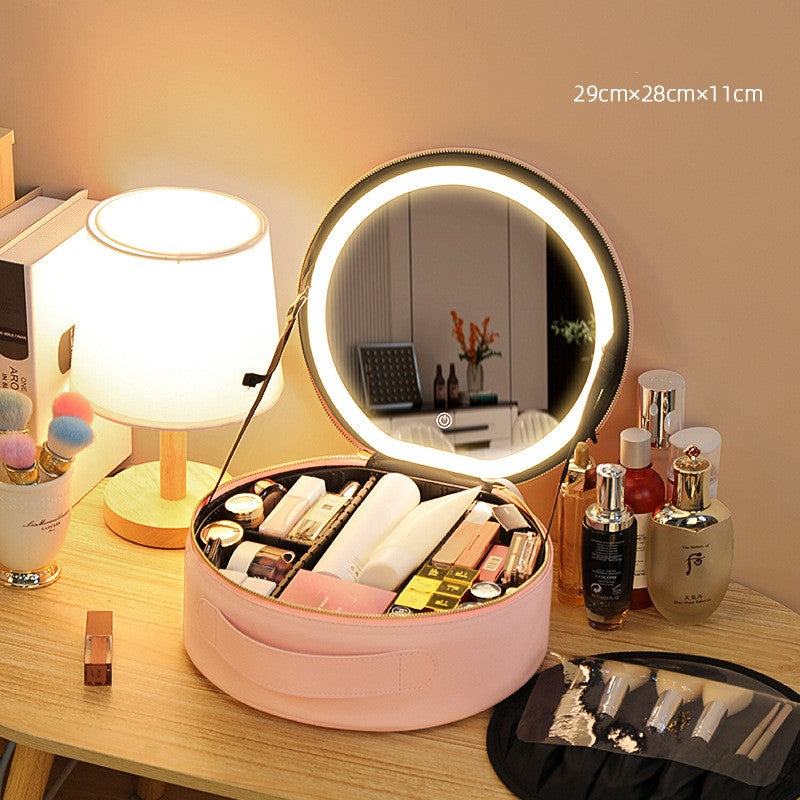 Glamour Glow-Tasche™ Luxe Leder LED Kosmetiktasche mit LED