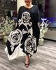 Lässiges, locker sitzendes Kleid mit Rosenprint
