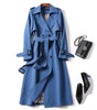 EleganzMantel™ - Stilvoller doppelreihiger Mid-Length Trenchcoat mit Gürtel.