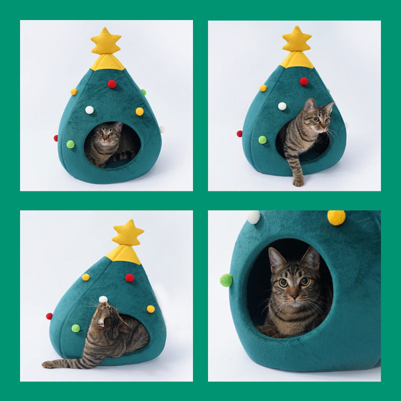 Pawtree™ Katzentanne | weihnachtlicher Rückzugsort, flauschiger Komfort