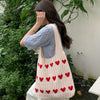 Nina | Handgemachte Strick-Shopper mit Herzmuster