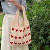 Nina | Handgemachte Strick-Shopper mit Herzmuster
