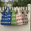 Nina | Handgemachte Strick-Shopper mit Herzmuster