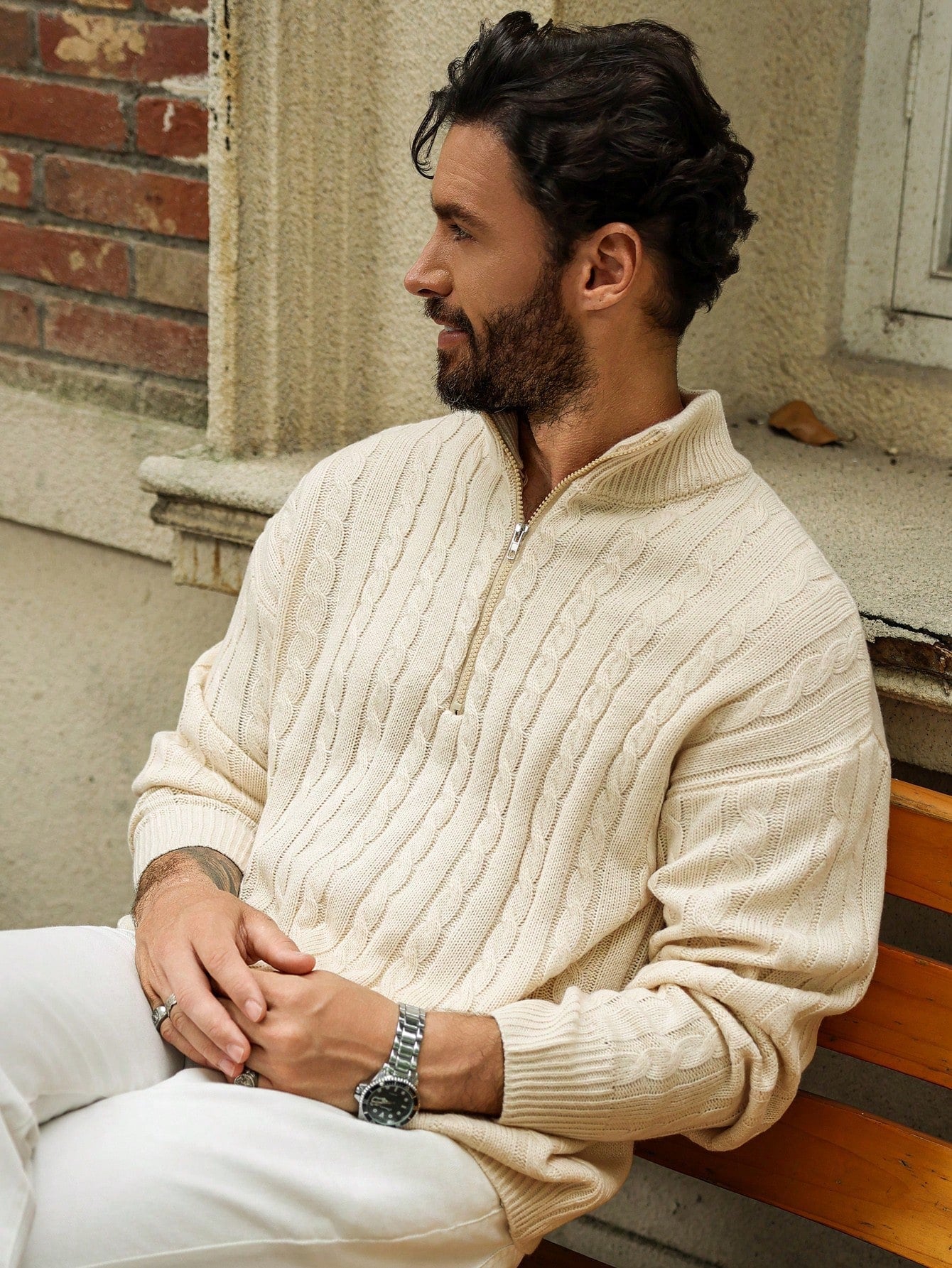 Tim | Lässiger Herrenpullover mit langen Ärmeln und Reißverschluss