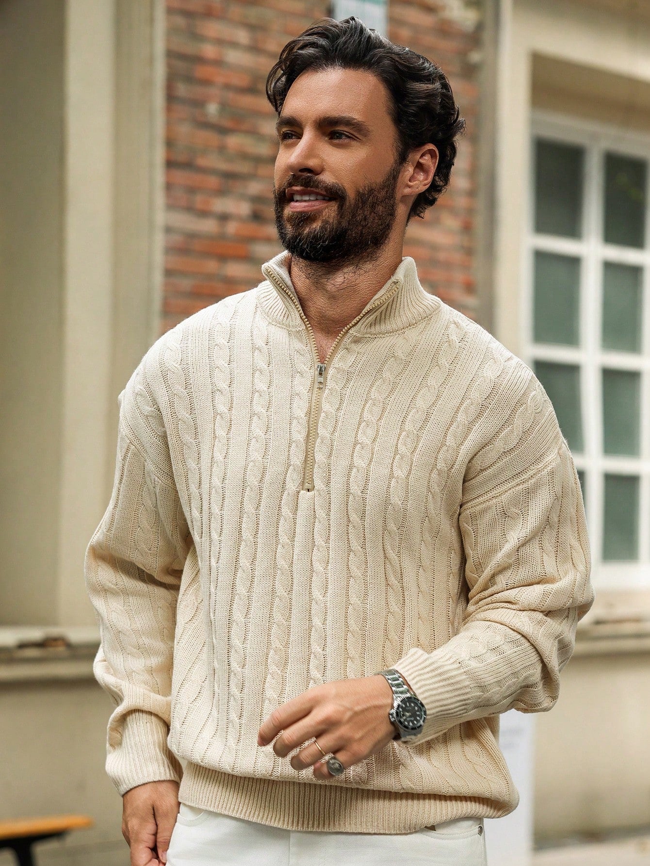 Tim | Lässiger Herrenpullover mit langen Ärmeln und Reißverschluss