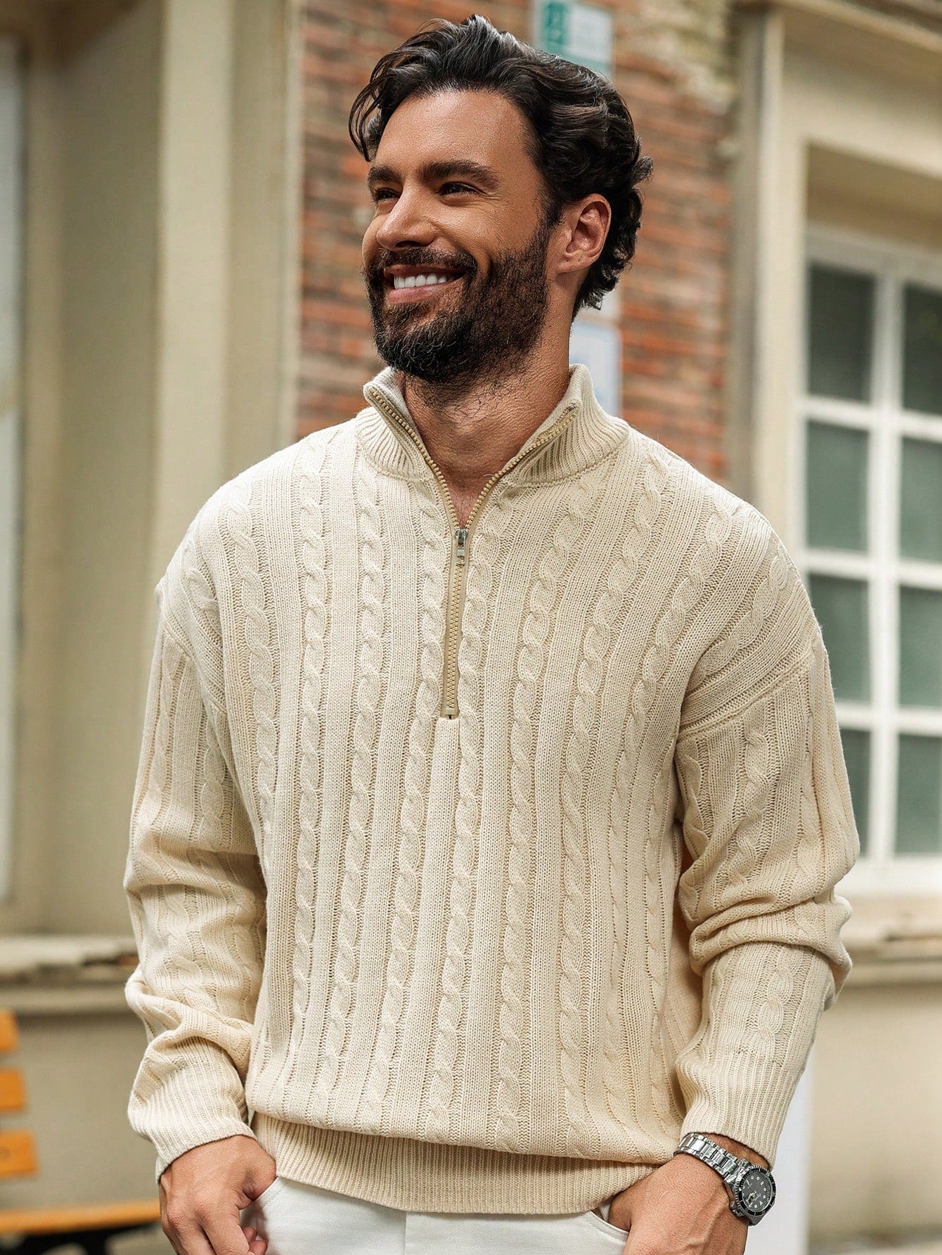 Tim | Lässiger Herrenpullover mit langen Ärmeln und Reißverschluss