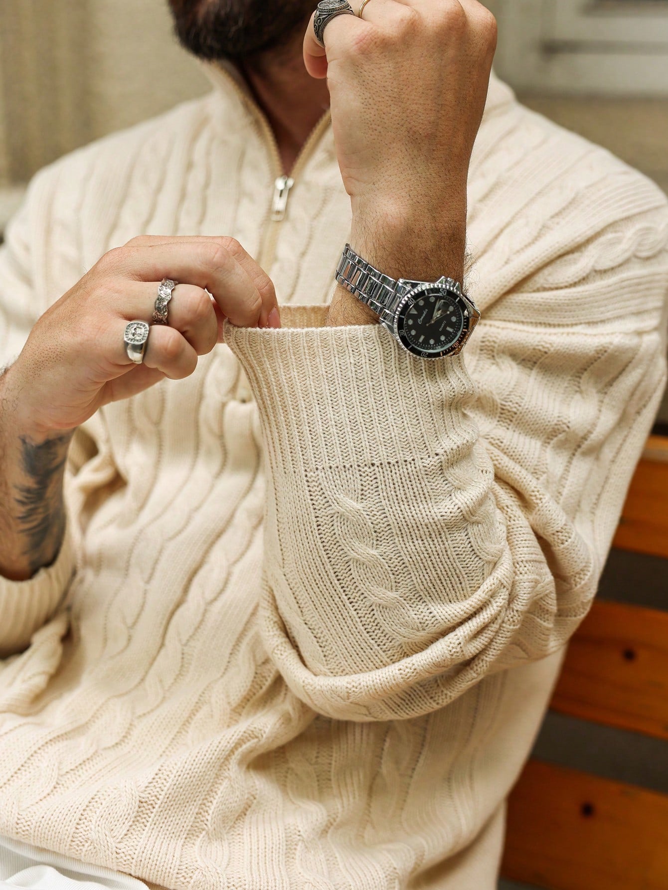 Tim | Lässiger Herrenpullover mit langen Ärmeln und Reißverschluss