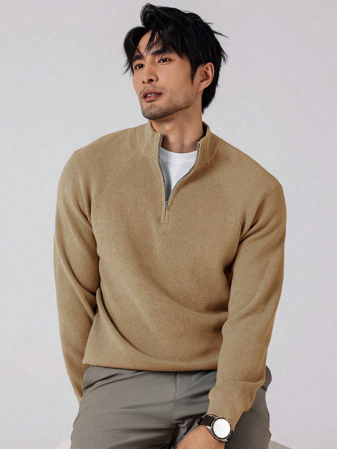 Joris | Herren-Strickpullover mit Reißverschluss und langen Ärmeln