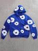 Daan | Kapuzenpullover mit blauem Blumendruck und Thermofutter