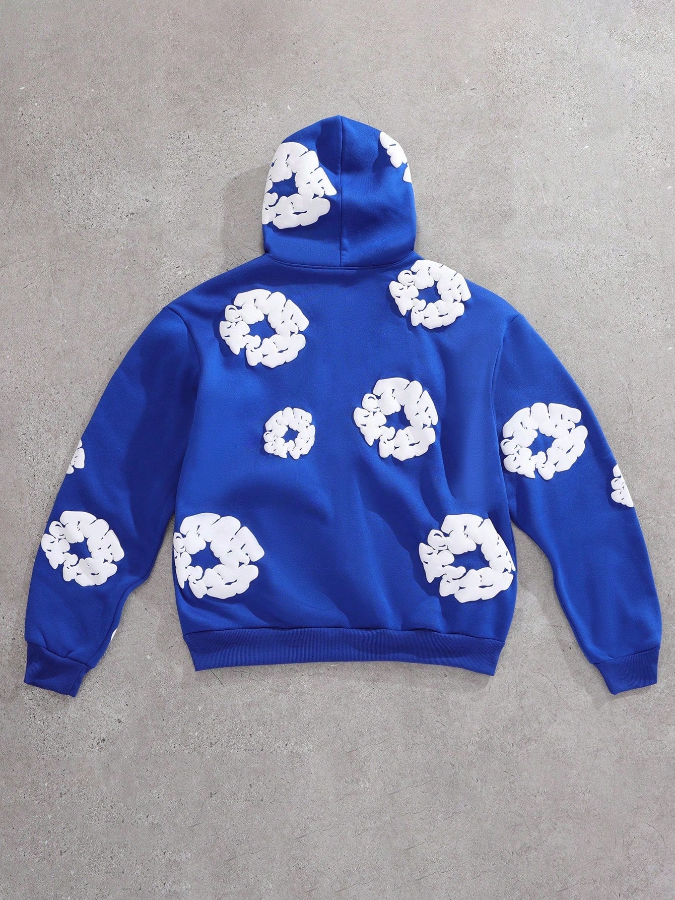 Daan | Kapuzenpullover mit blauem Blumendruck und Thermofutter