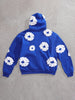Daan | Kapuzenpullover mit blauem Blumendruck und Thermofutter