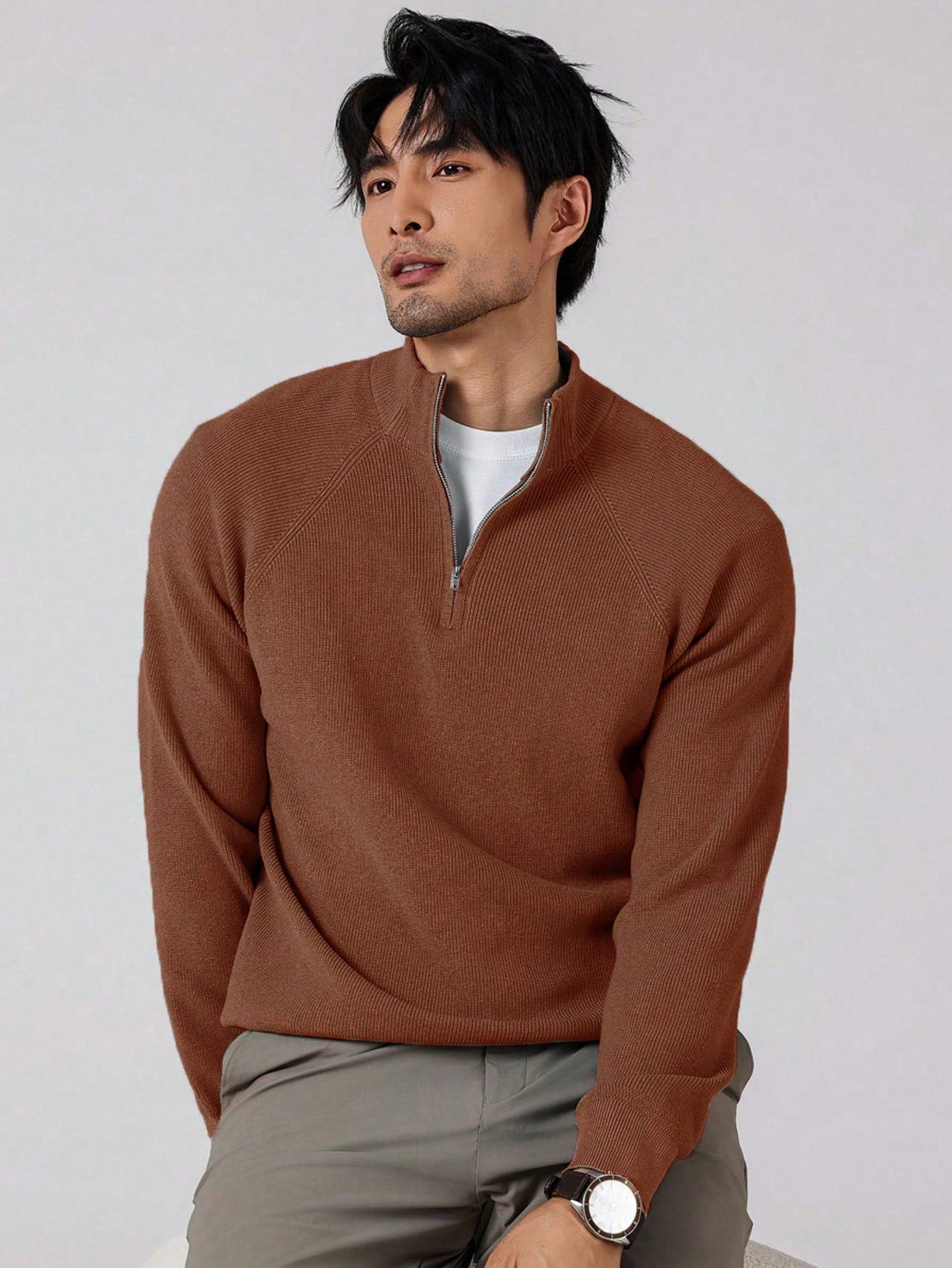 Joris | Herren-Strickpullover mit Reißverschluss und langen Ärmeln