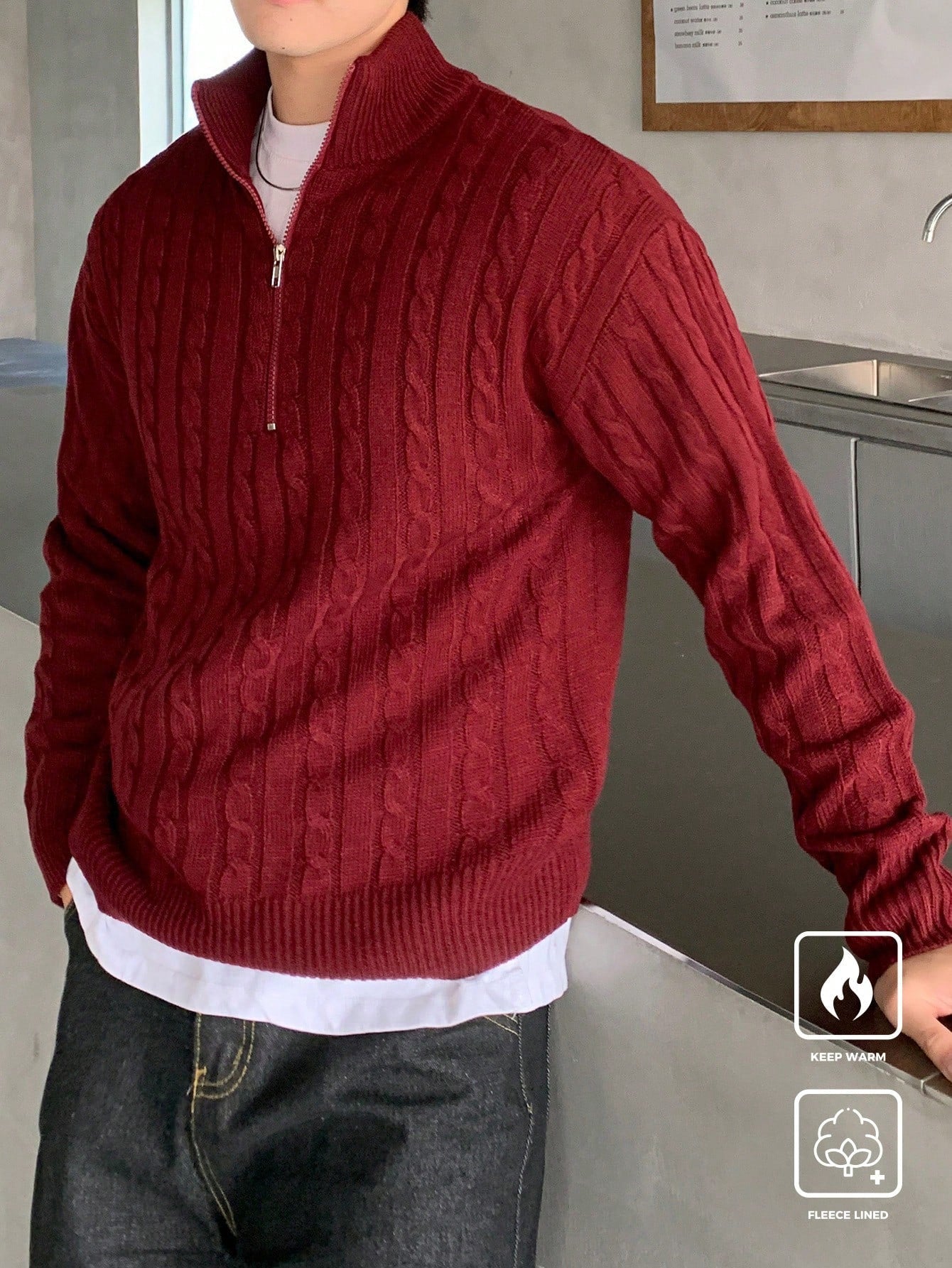 Tim | Lässiger Herrenpullover mit langen Ärmeln und Reißverschluss