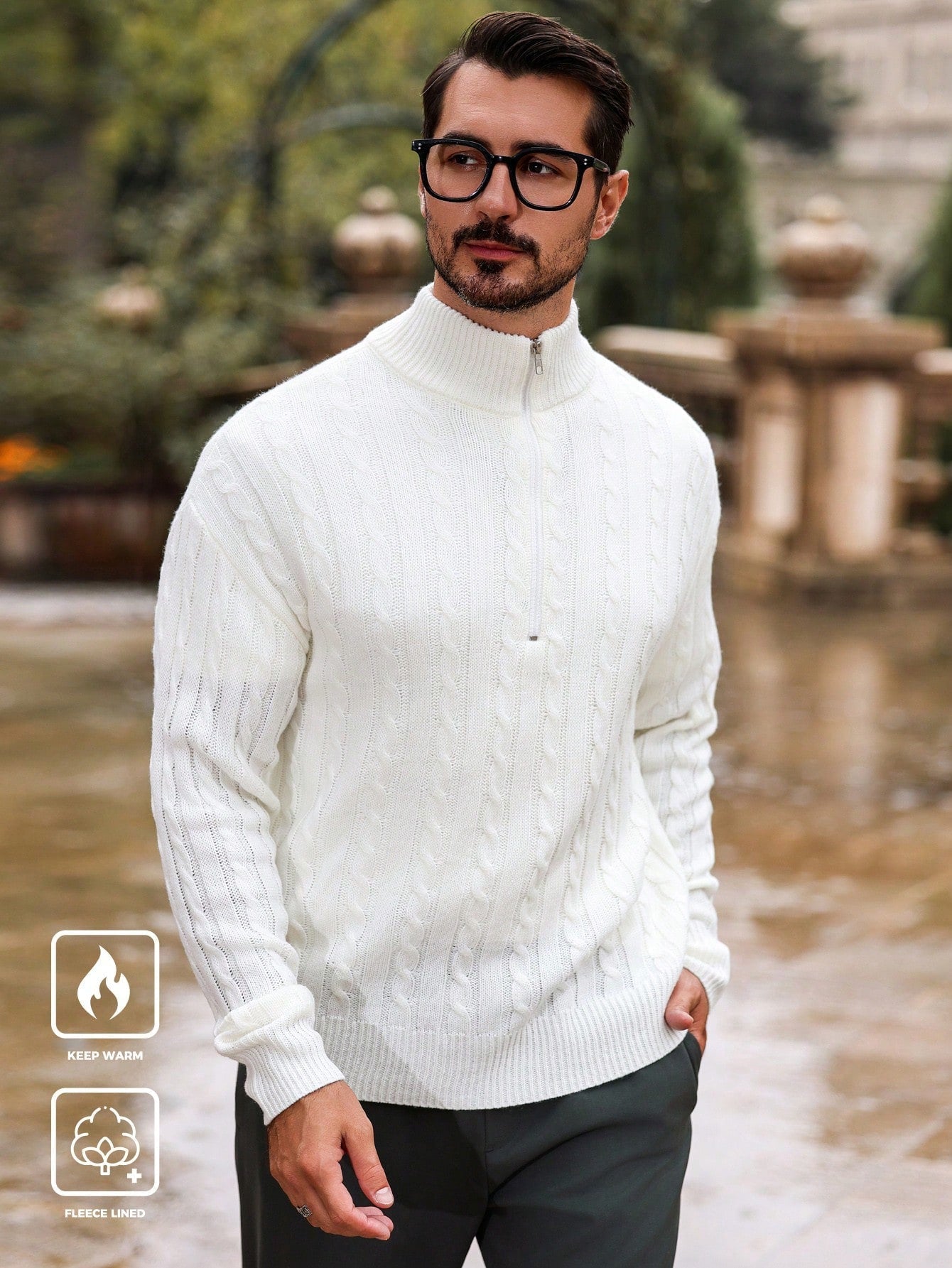 Tim | Lässiger Herrenpullover mit langen Ärmeln und Reißverschluss