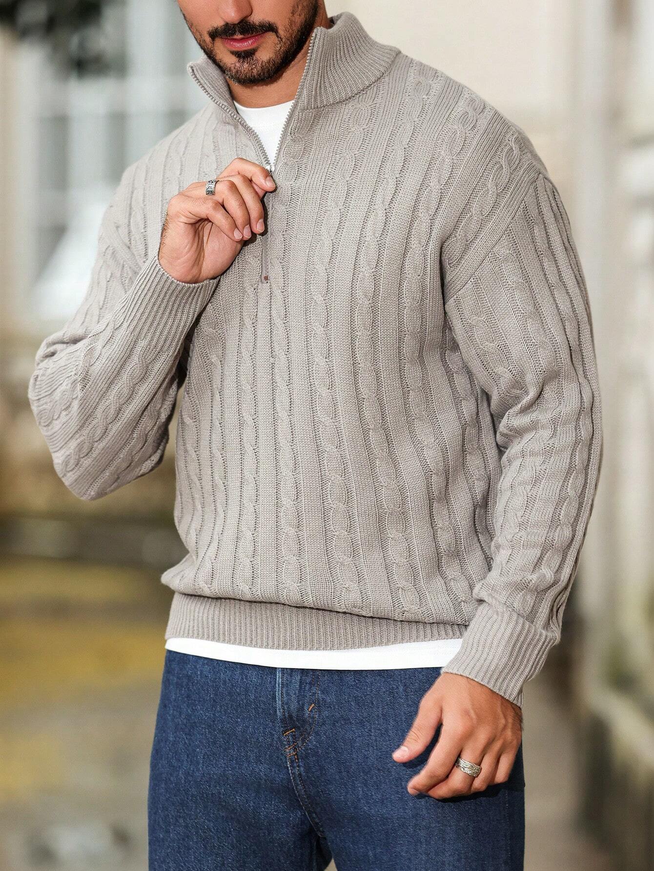 Tim | Lässiger Herrenpullover mit langen Ärmeln und Reißverschluss