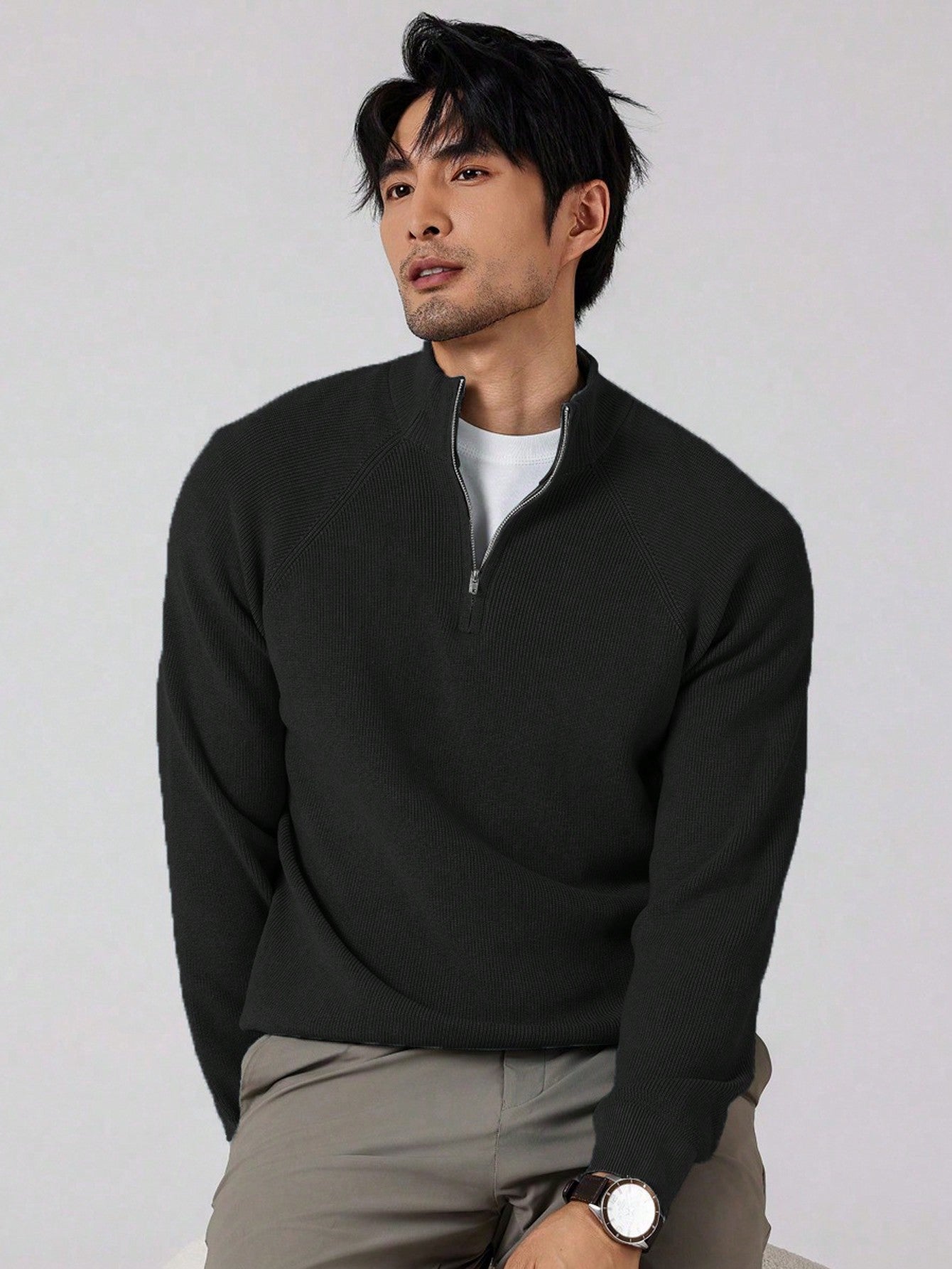 Joris | Herren-Strickpullover mit Reißverschluss und langen Ärmeln