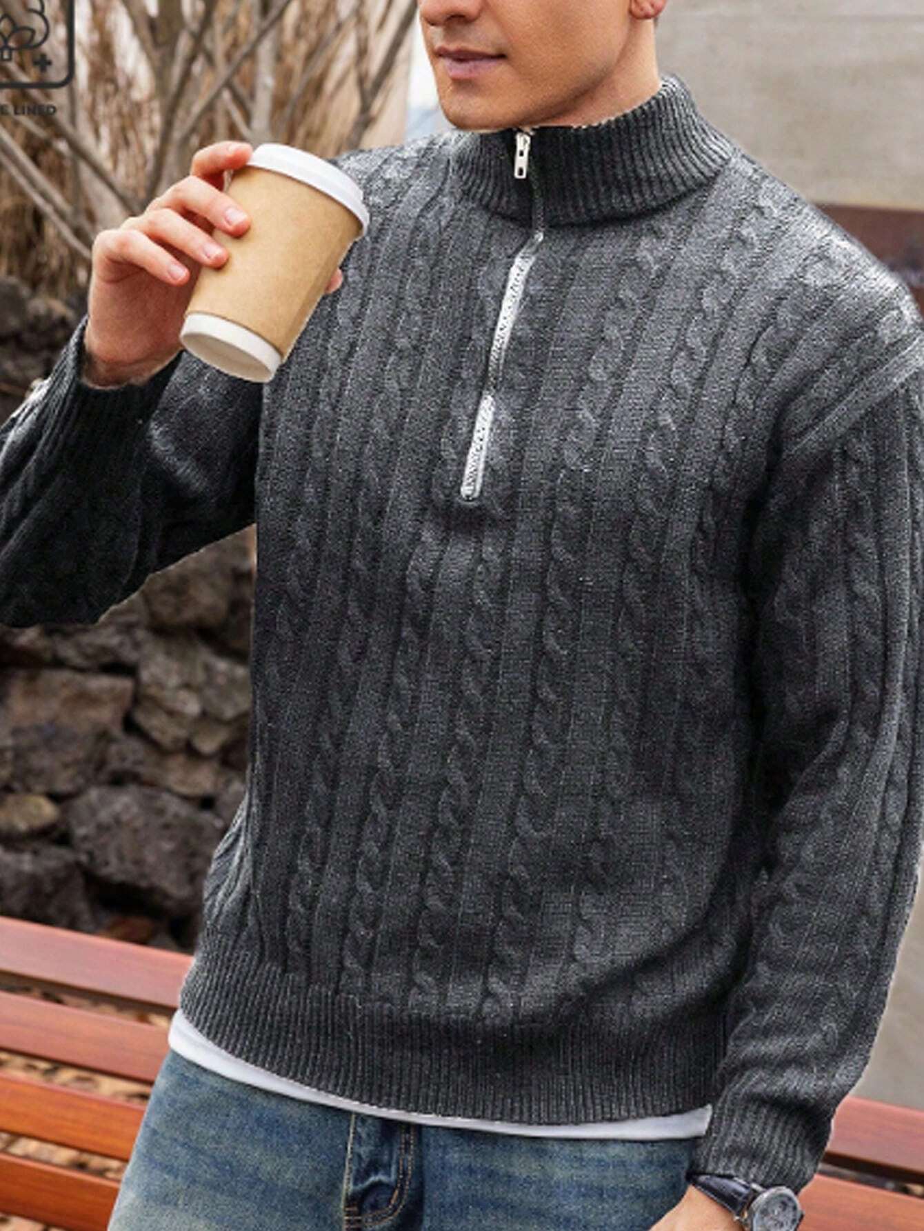 Tim | Lässiger Herrenpullover mit langen Ärmeln und Reißverschluss