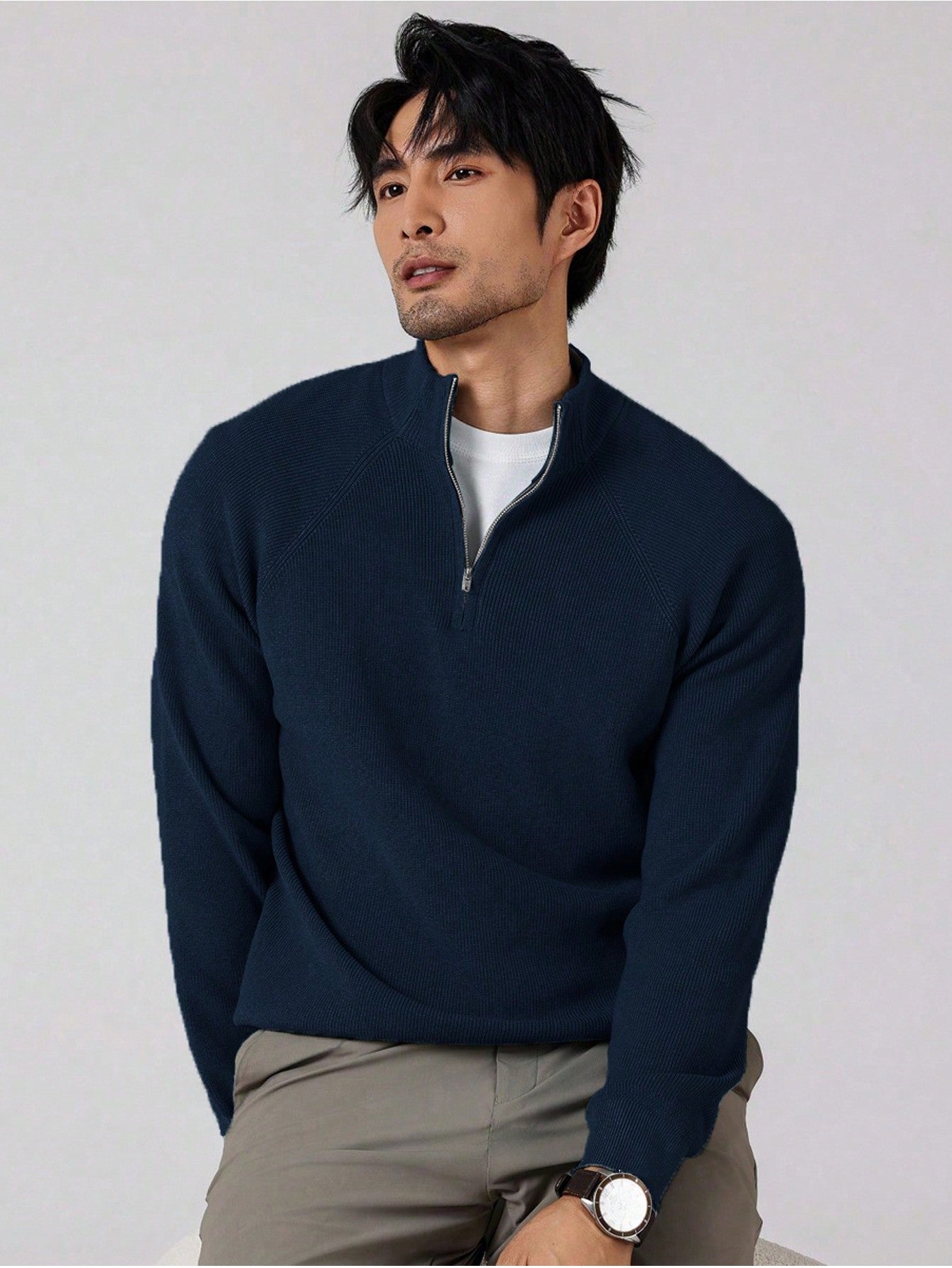 Joris | Herren-Strickpullover mit Reißverschluss und langen Ärmeln