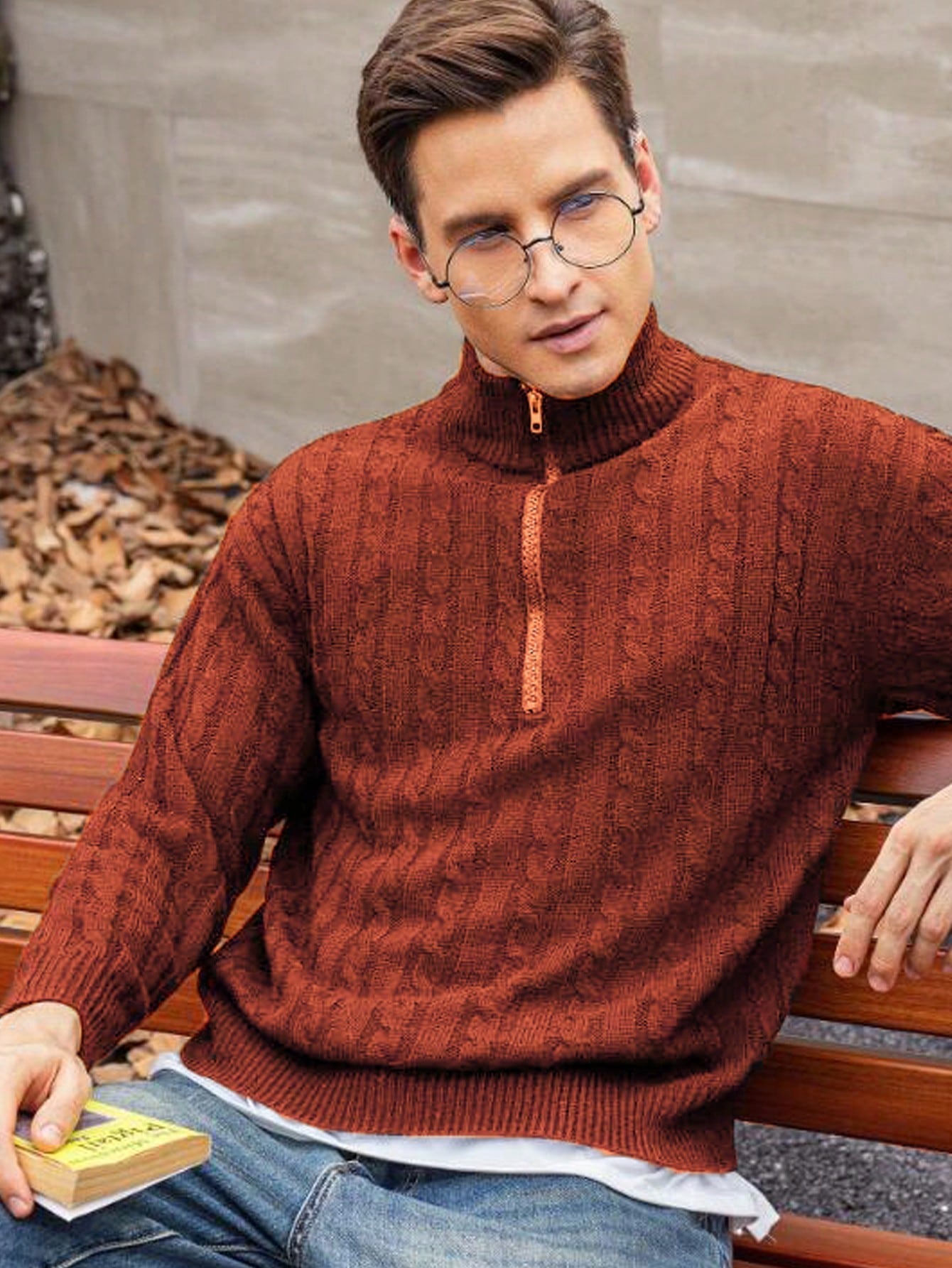 Tim | Lässiger Herrenpullover mit langen Ärmeln und Reißverschluss