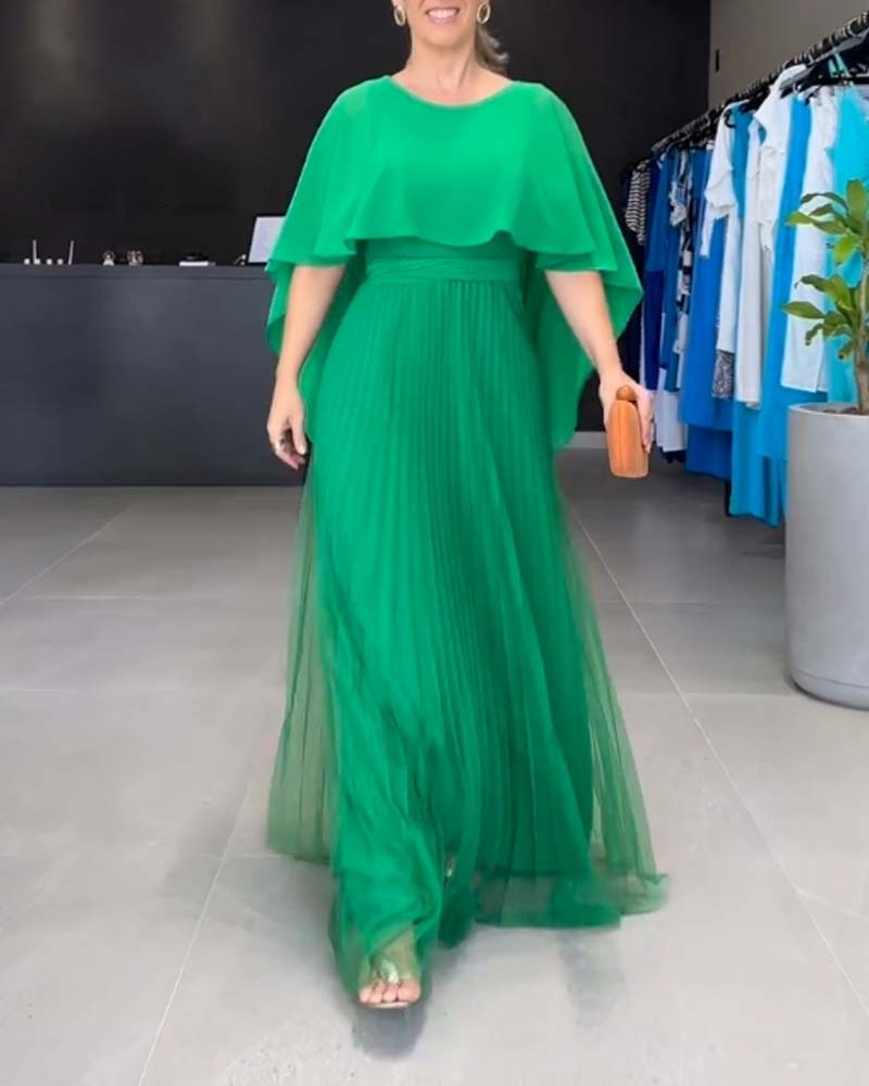 A-line maxi dress with round neckline