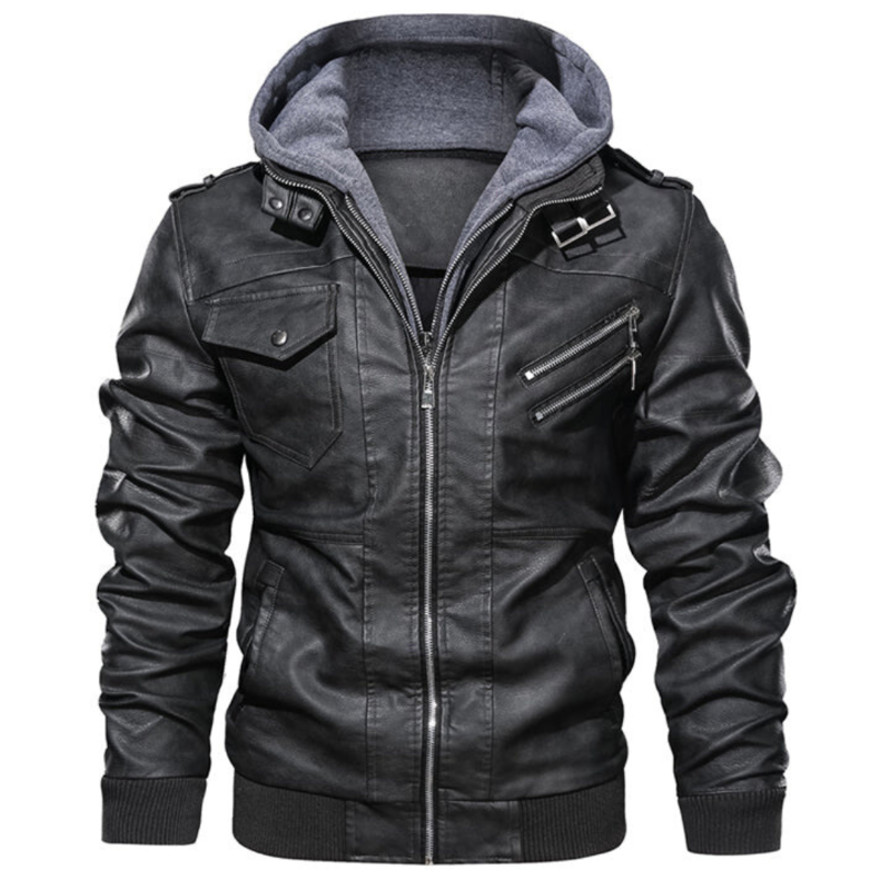 Lederjacke Mit Futter Und Kapuze Für Herren