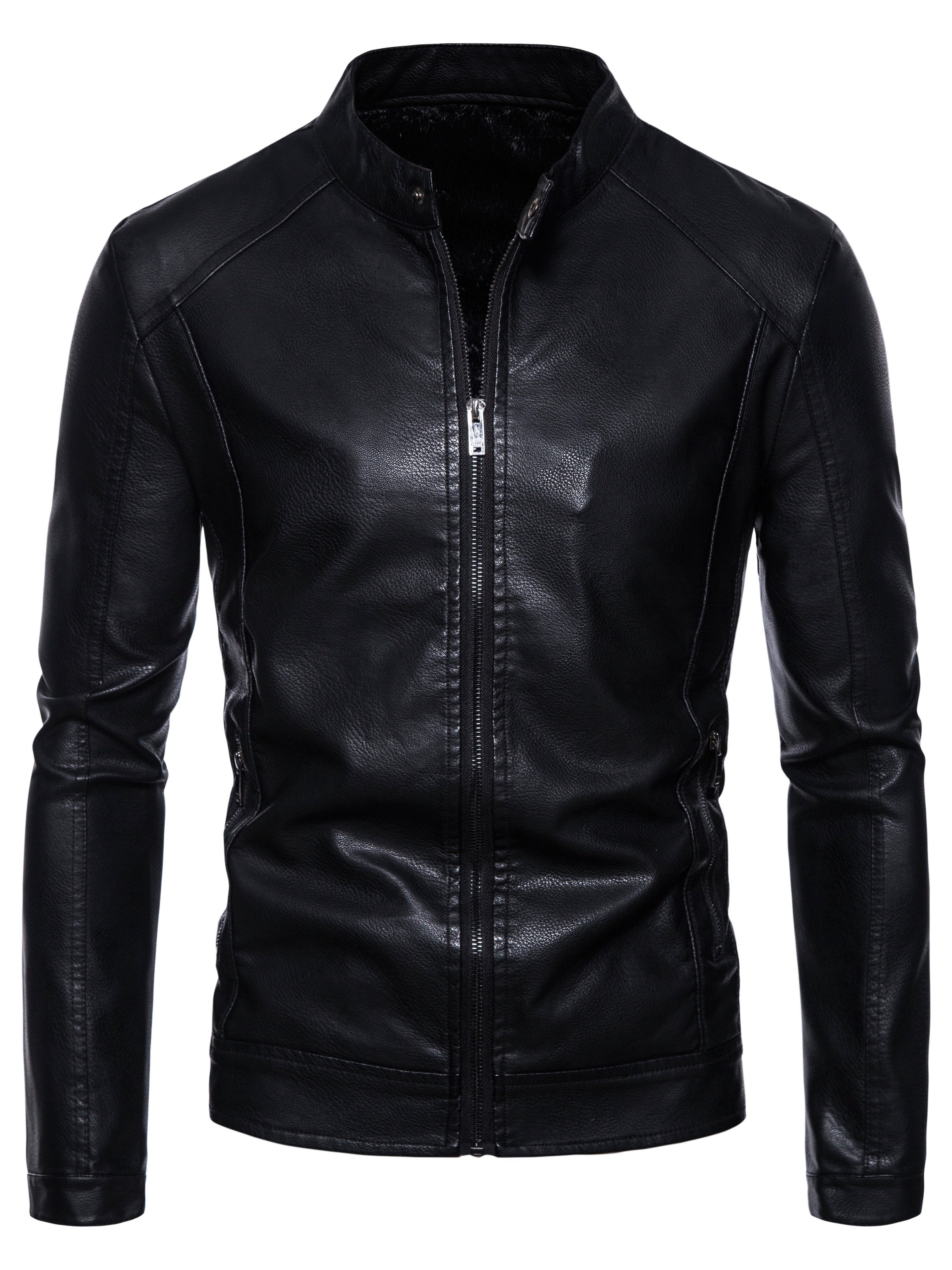 Cas | Stilvolle Kunstleder-Herrenjacke mit Fleecefutter