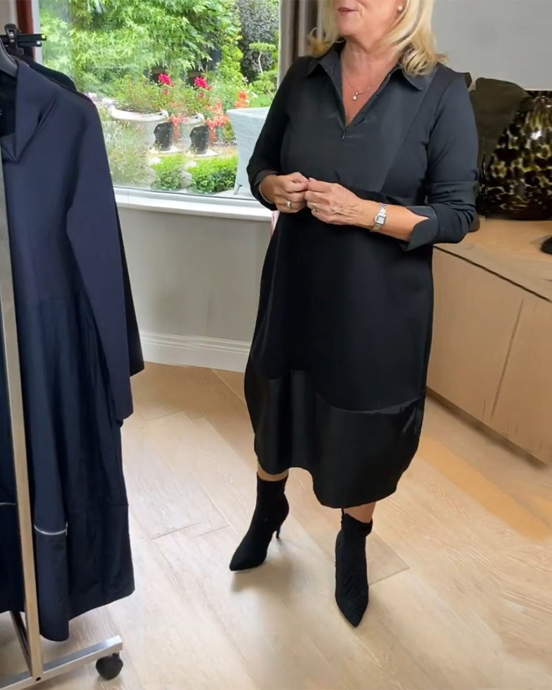 Lässiger Jurk mit Revers und Patchwork