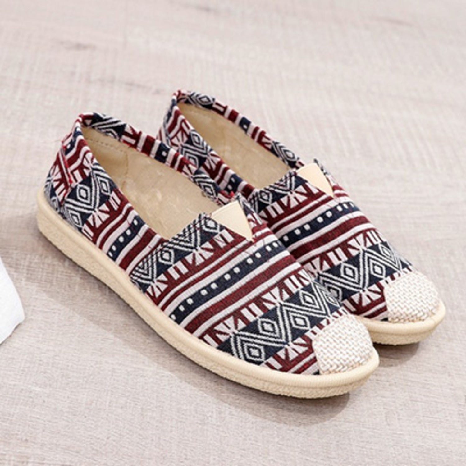 Eline | Flache Espadrilles mit kontrastierenden Streifen