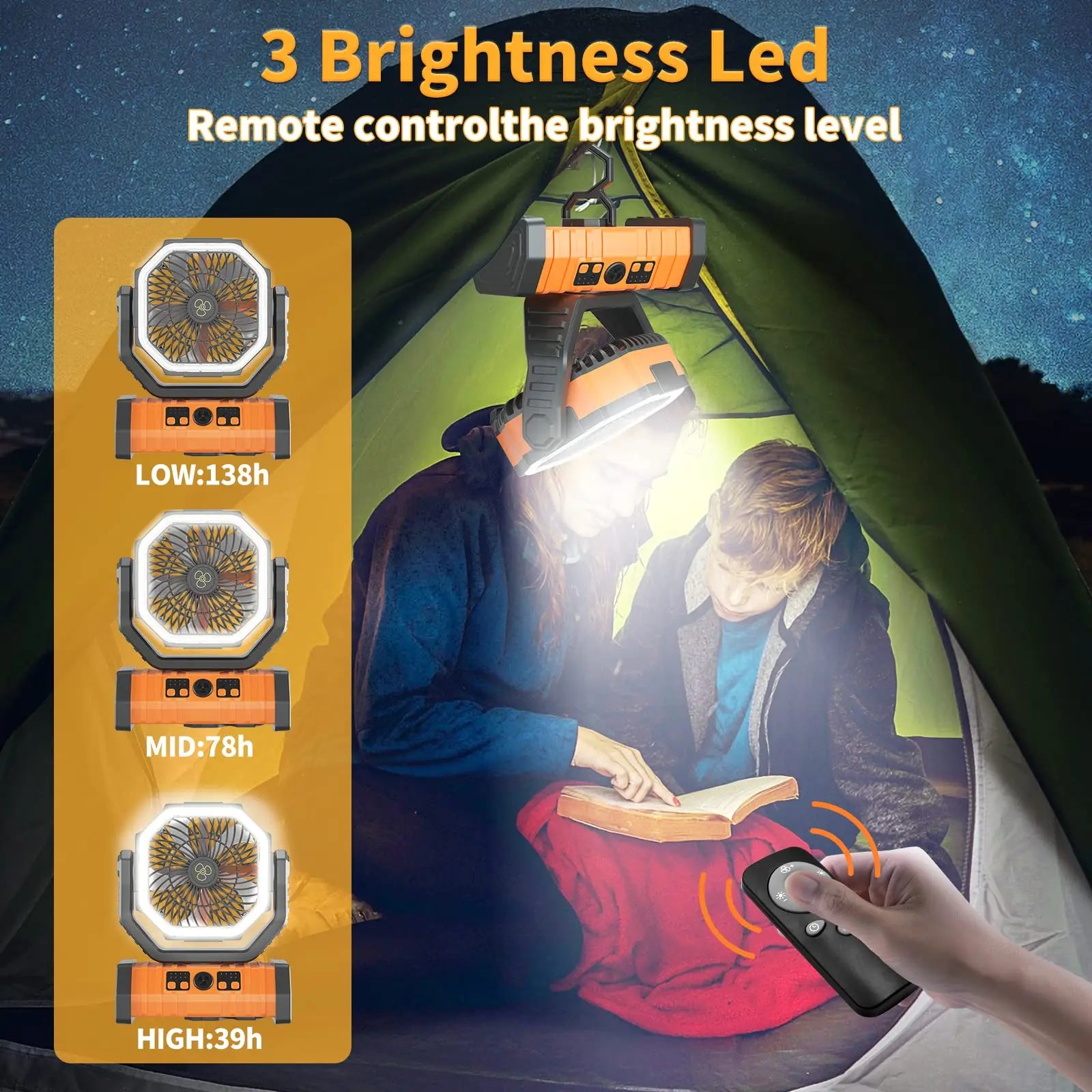 CampCool™ - Wiederaufladbarer Campingventilator mit 270° Drehung