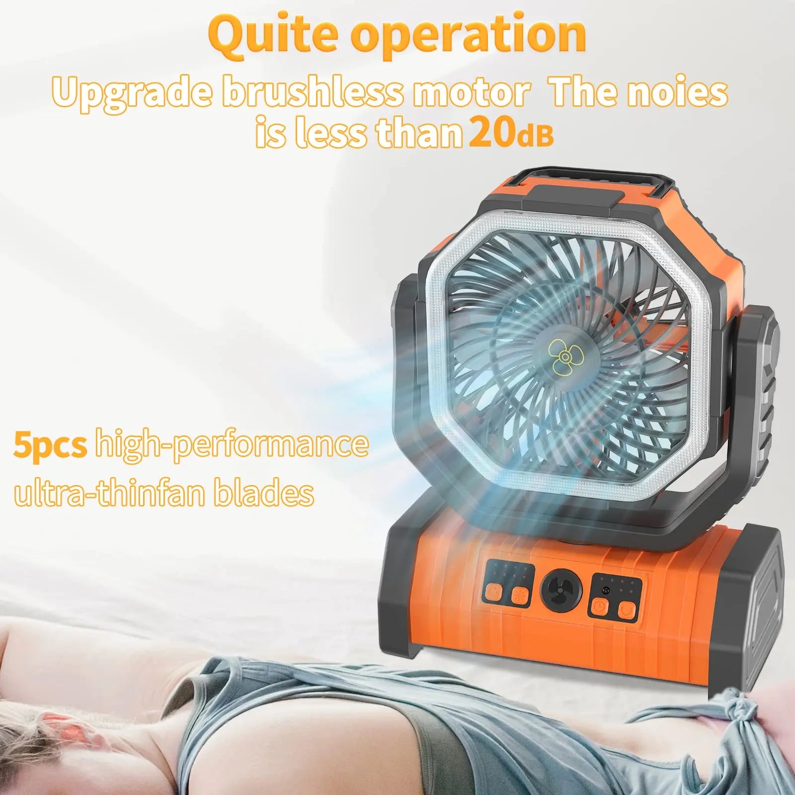 CampCool™ - Wiederaufladbarer Campingventilator mit 270° Drehung