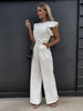 Eline | Jumpsuit mit gerafften Ärmeln und Gürtel
