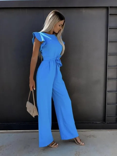 Eline | Jumpsuit mit gerafften Ärmeln und Gürtel