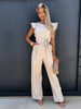Eline | Jumpsuit mit gerafften Ärmeln und Gürtel