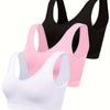 Eva | Set aus 3 einfarbigen Tanktops und nahtlosem Sport-BH