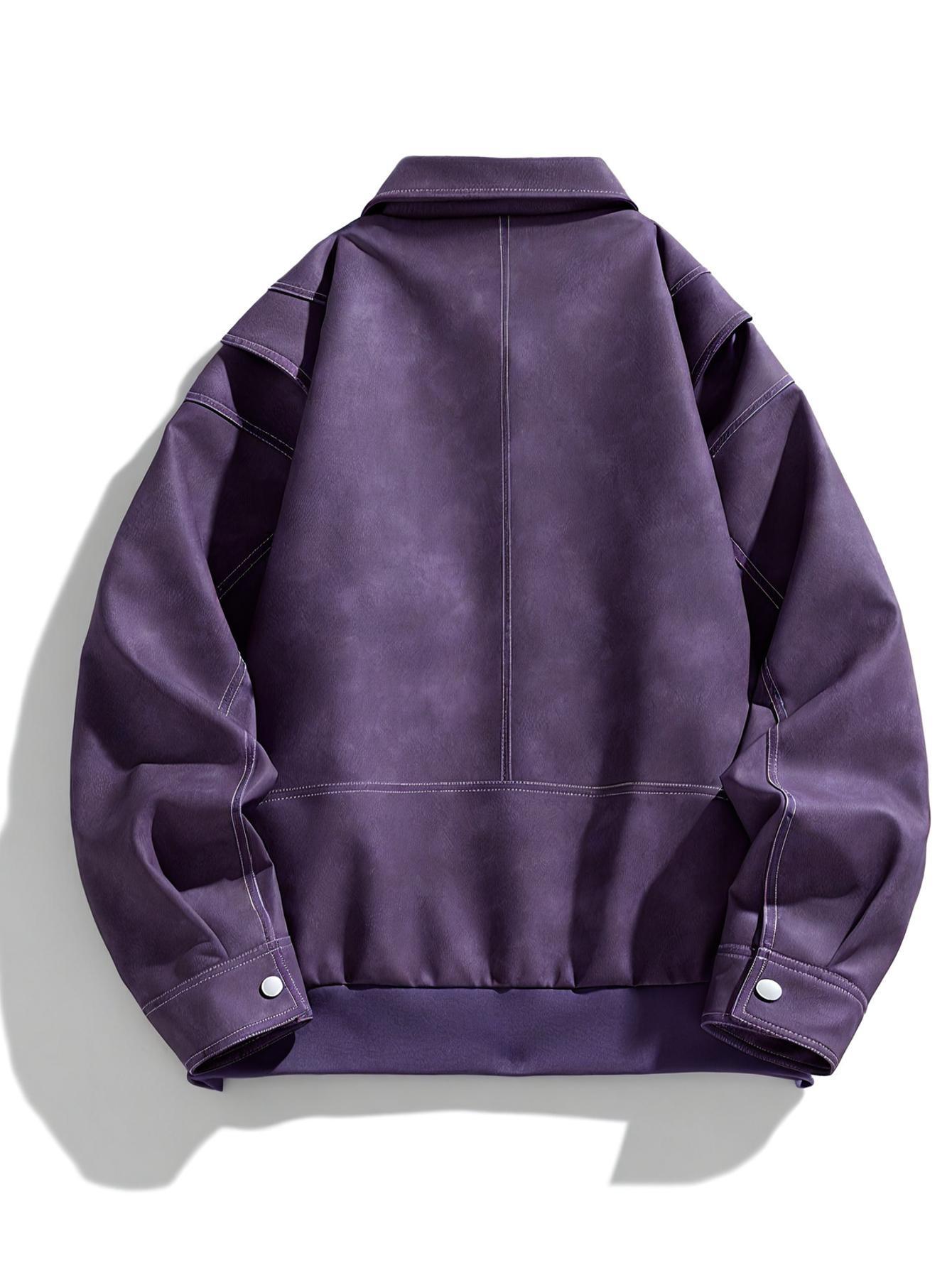 Cas | Herren Casual Kunstlederjacke Mit Klappkragen & Taschen