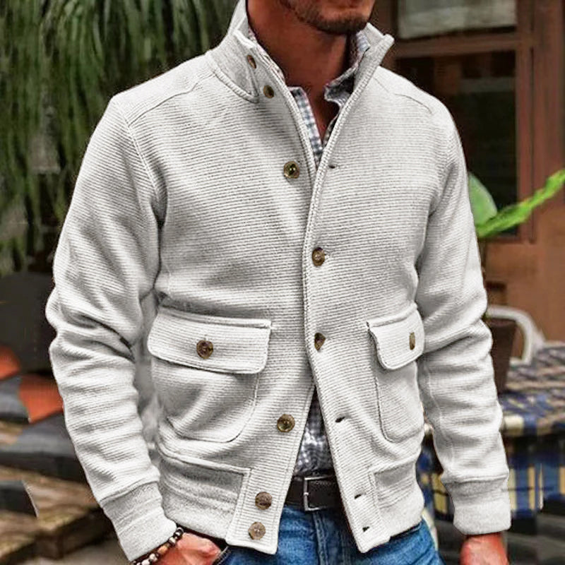 Herrenjacke Mit Stehkragen, Einfarbig