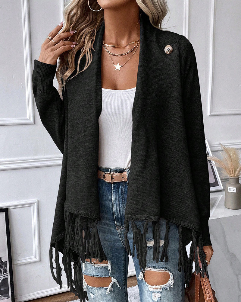 Anita | Einfarbige Winter-Strickjacke