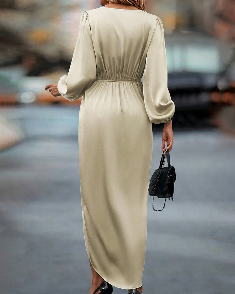 Kim | Elegantes Kleid mit Laternenärmeln und V-Ausschnitt