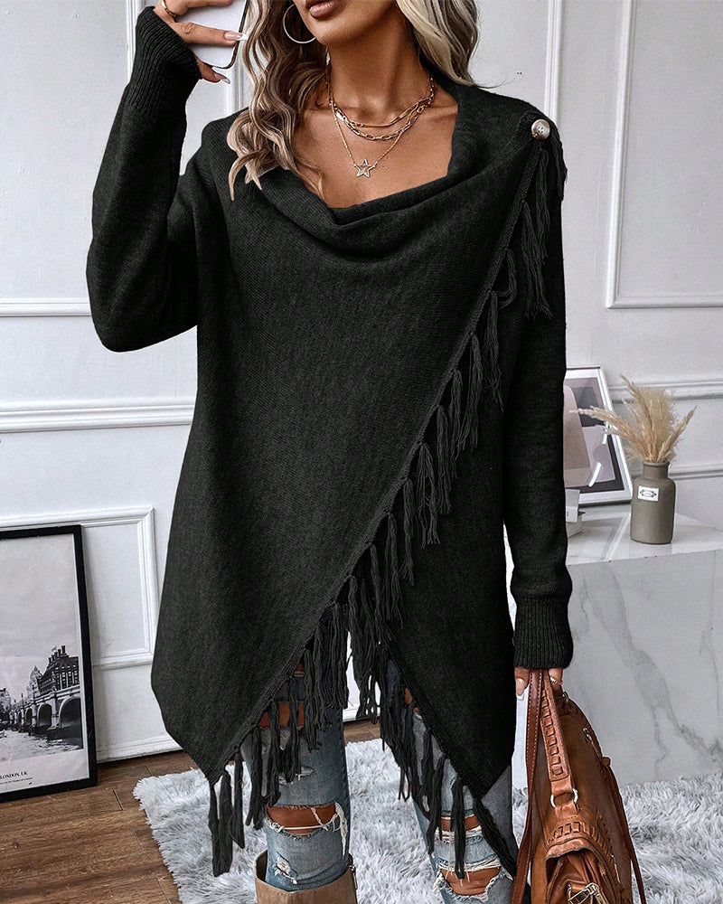 Anita | Einfarbige Winter-Strickjacke