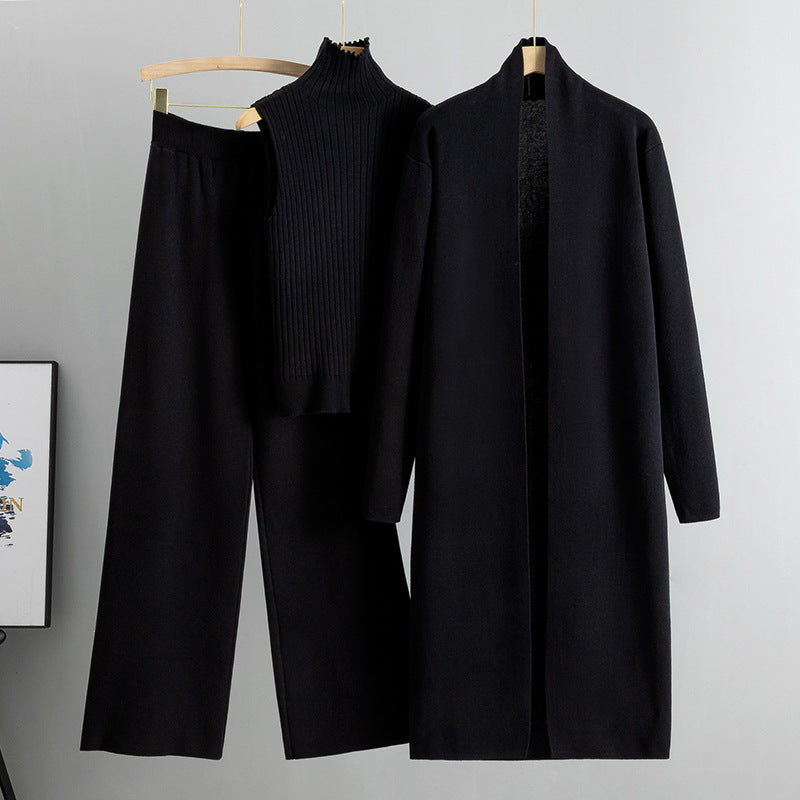 StrickEnsemble™ – Elegantes 3-teiliges Set mit Weste, Cardigan und Hose